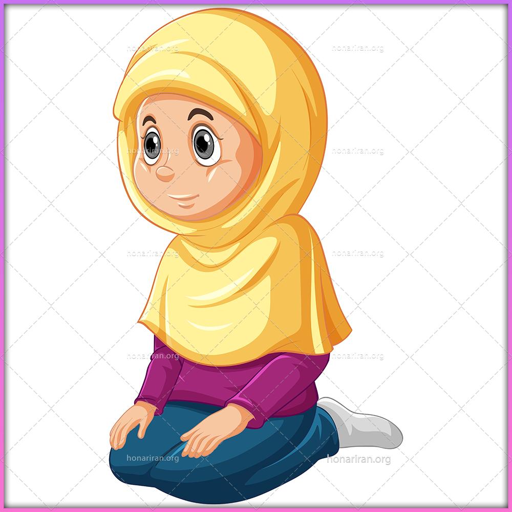 وکتور نماز خواندن دختر بچه