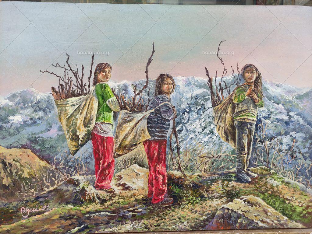 تابلو نقاشی بچه های کوهستان