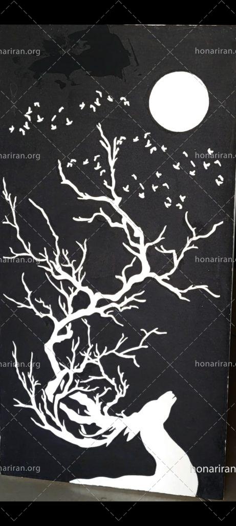 تابلو نقاشی شاخ و برگ درختان