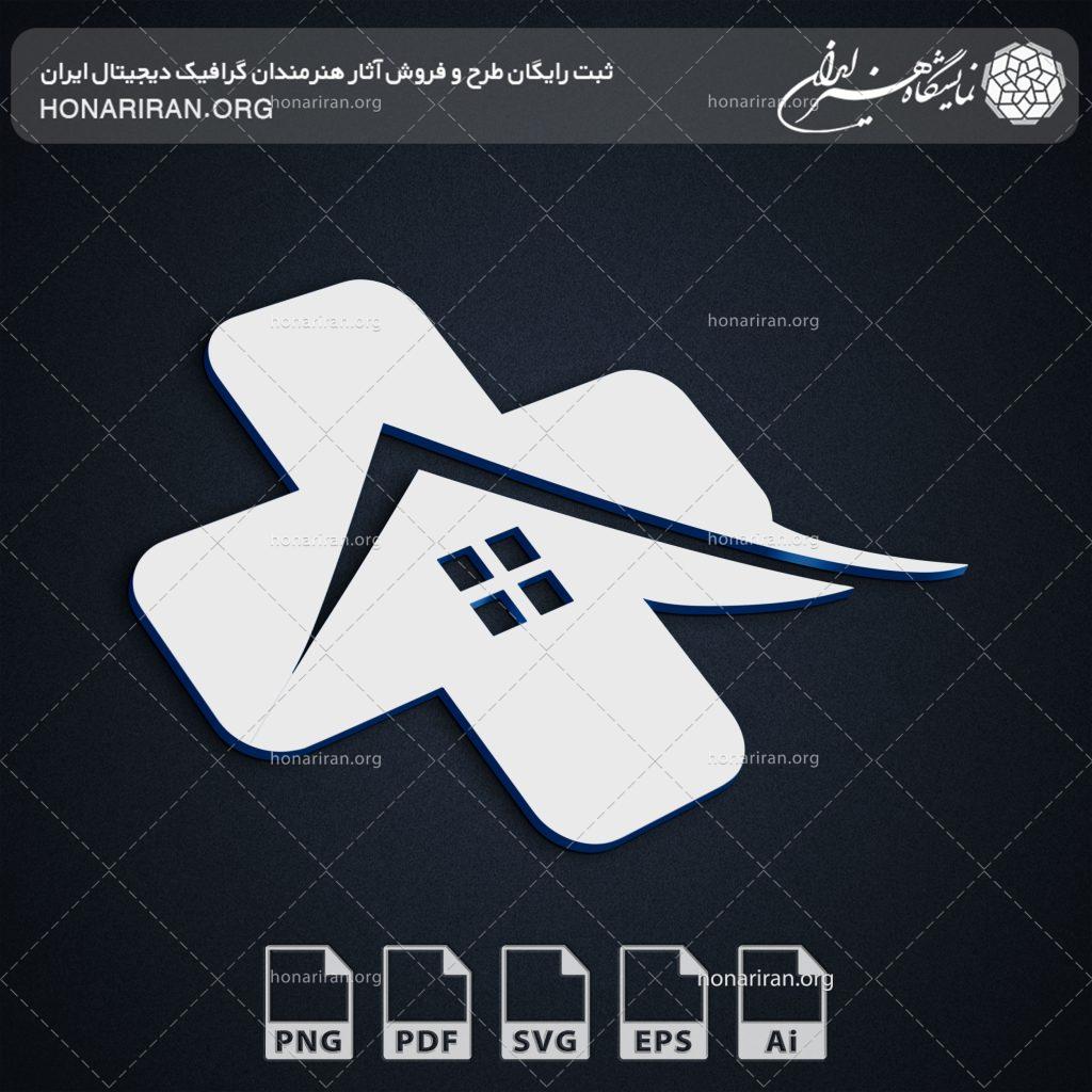 آرم و لوگو خانه دارای پنجره و نماد درمان