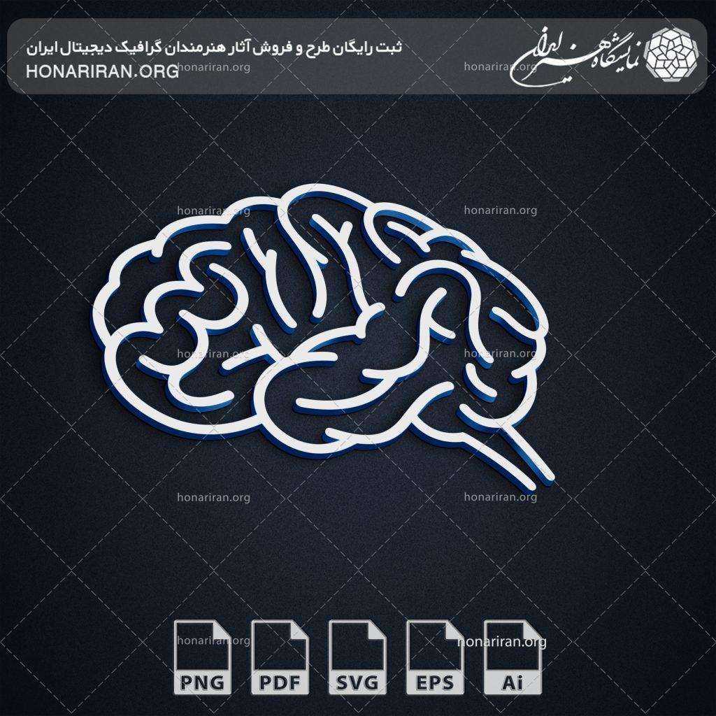 آرم و لوگو مغز انسان به شکل خطی