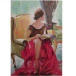 تابلو نقاشی رنگ روغن دختر در ابعاد 54 در 77
