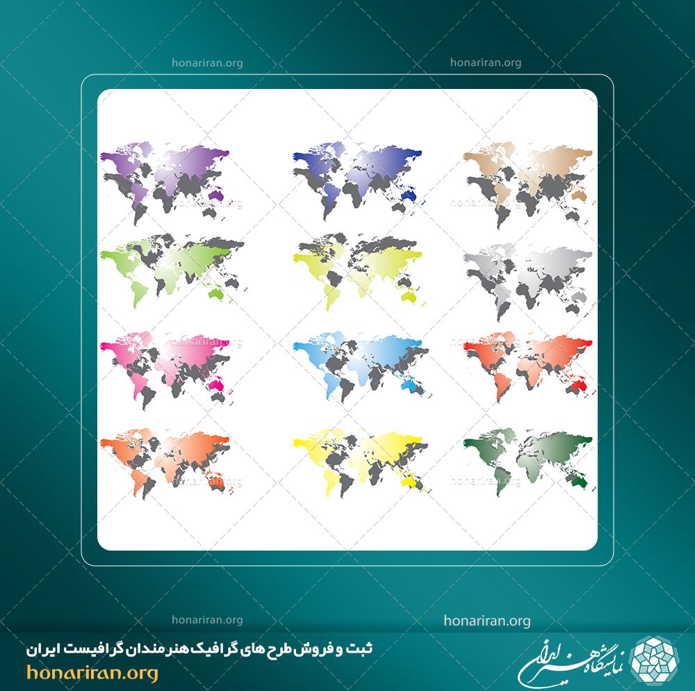 وکتور نقشه جغرافیایی و نقشه قاره های جهان / 15