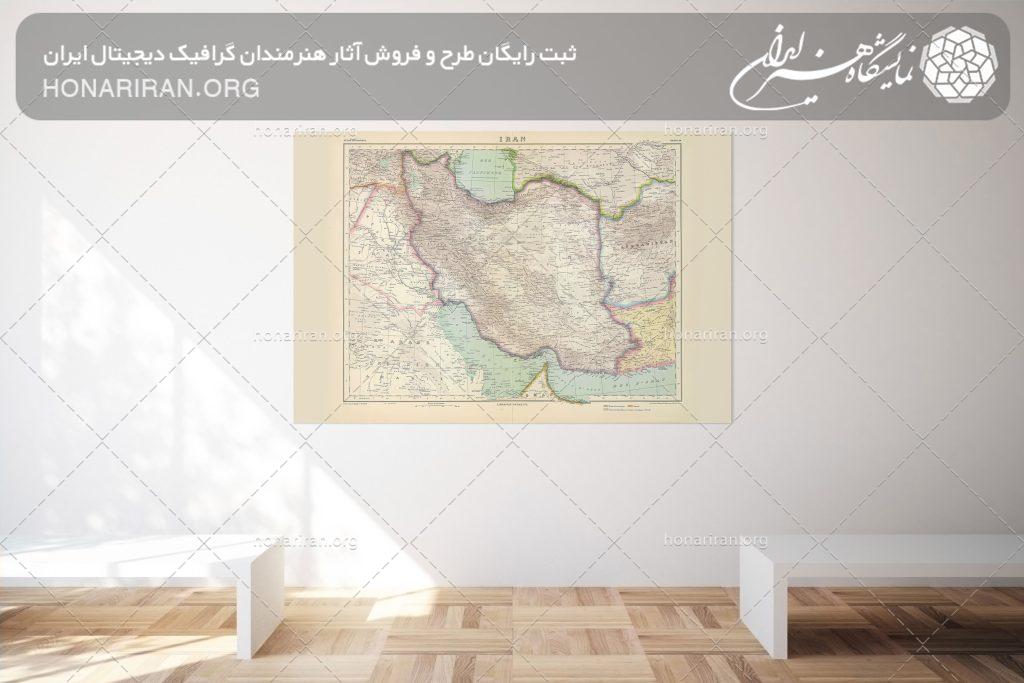 نقشه قدیمی و تاریخی از ایران همراه با مرز های همسایگی