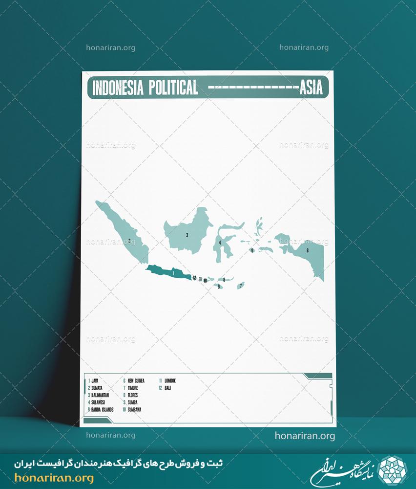 نقشه تقسیمات استانی کشور اندونزی از قاره آسیا