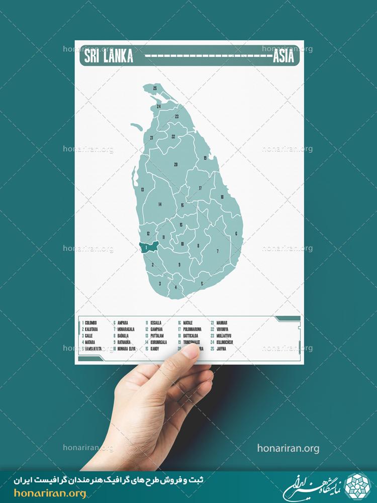 نقشه تقسیمات استانی کشور سریلانکا از قاره آسیا