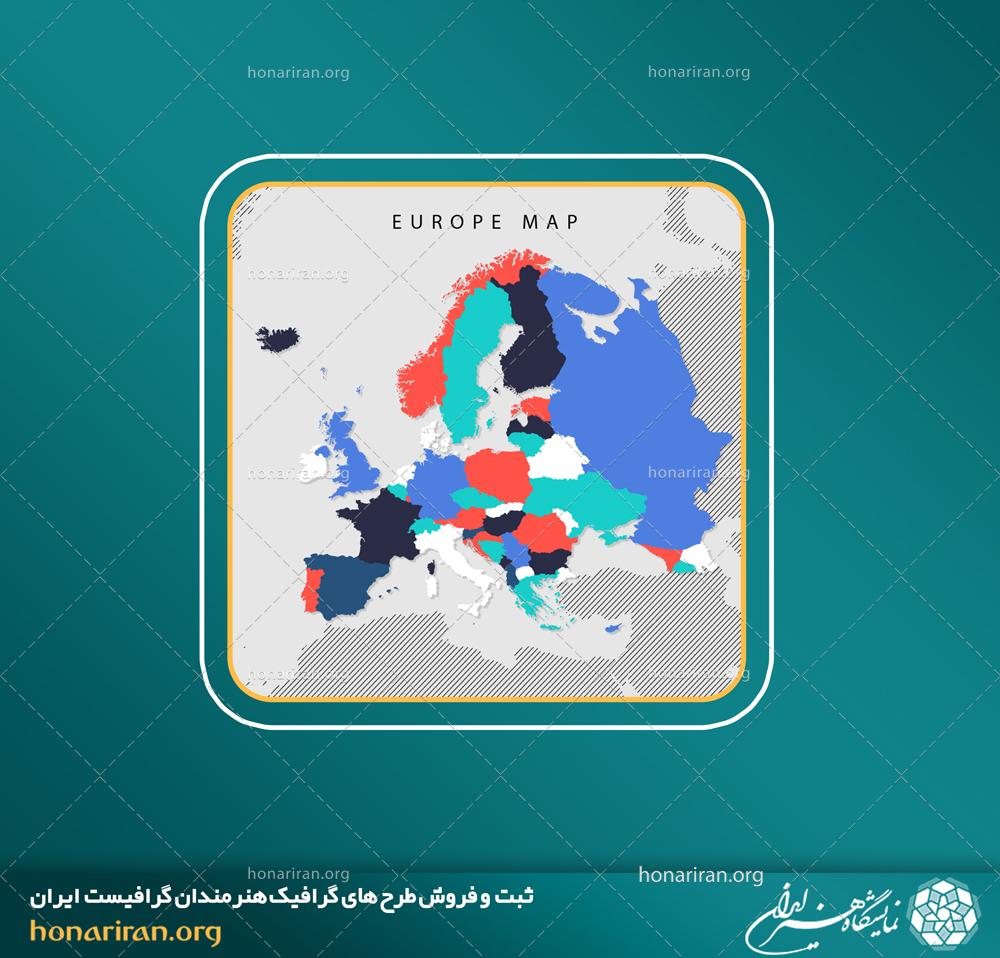 وکتور و فایل لایه باز اینفوگرافیکی از نقشه اروپا