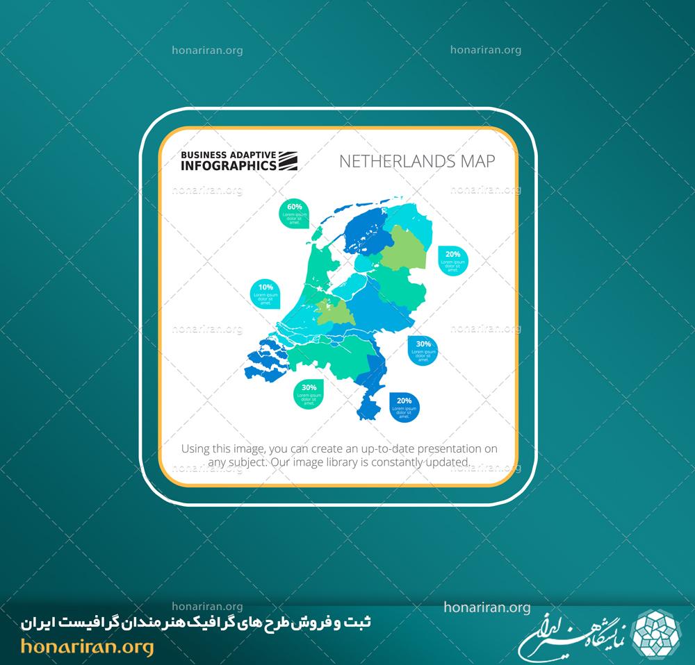 وکتور و فایل لایه باز اینفوگرافیک دیاگرامی نقشه کشور هلند