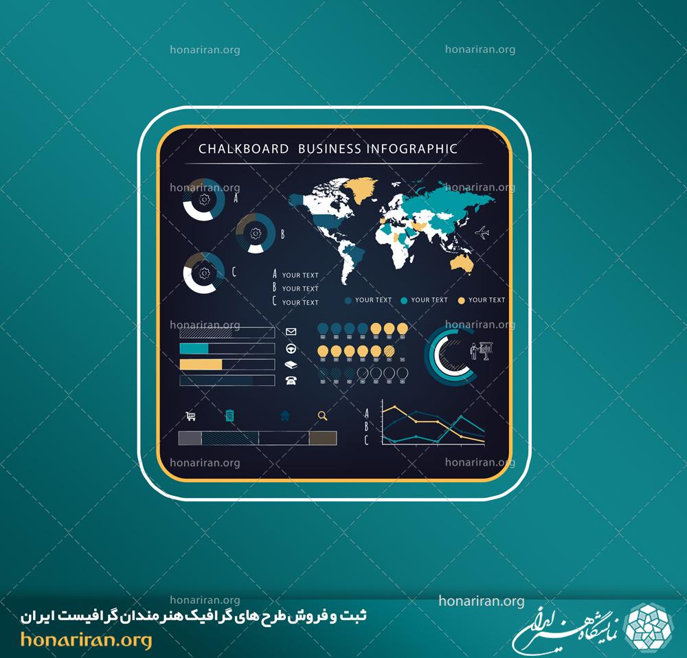 وکتور و فایل لایه باز قالب اینفوگرافیک کسب و کار نقشه جهان