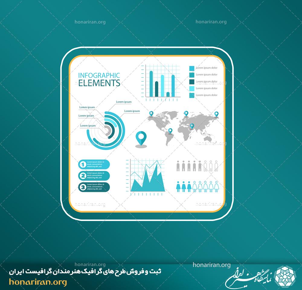 وکتور و فایل لایه باز المنت های اینفوگرافیک نقشه جهان