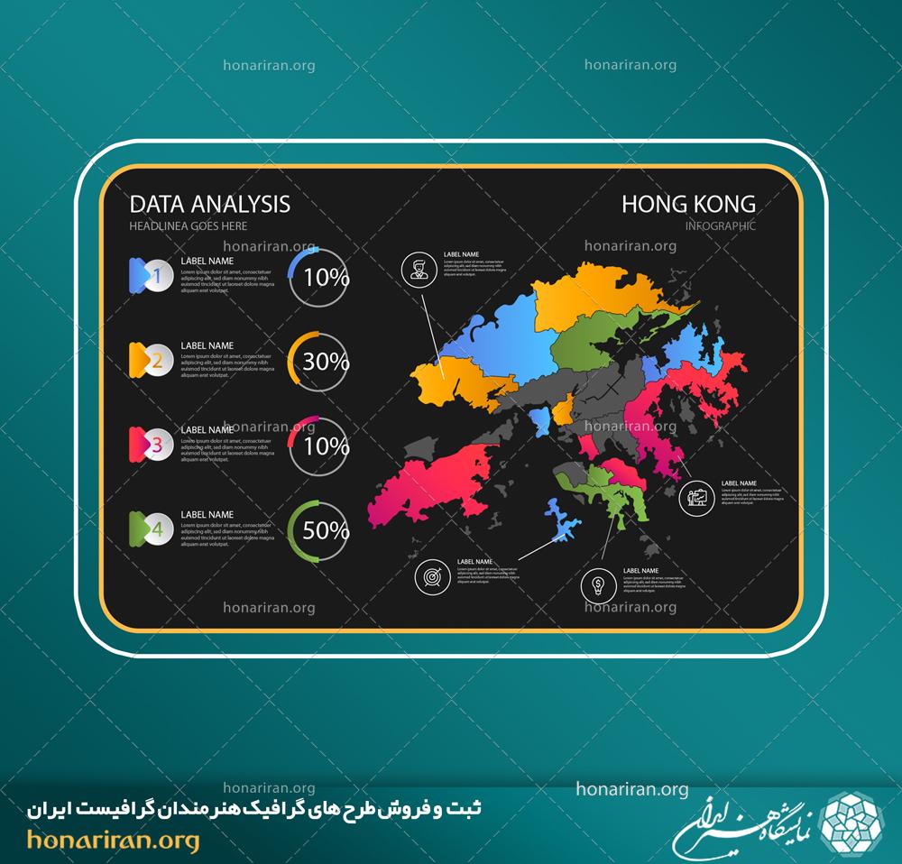 وکتور و فایل لایه باز رویال اینفوگرافیک نقشه هنگ کنگ