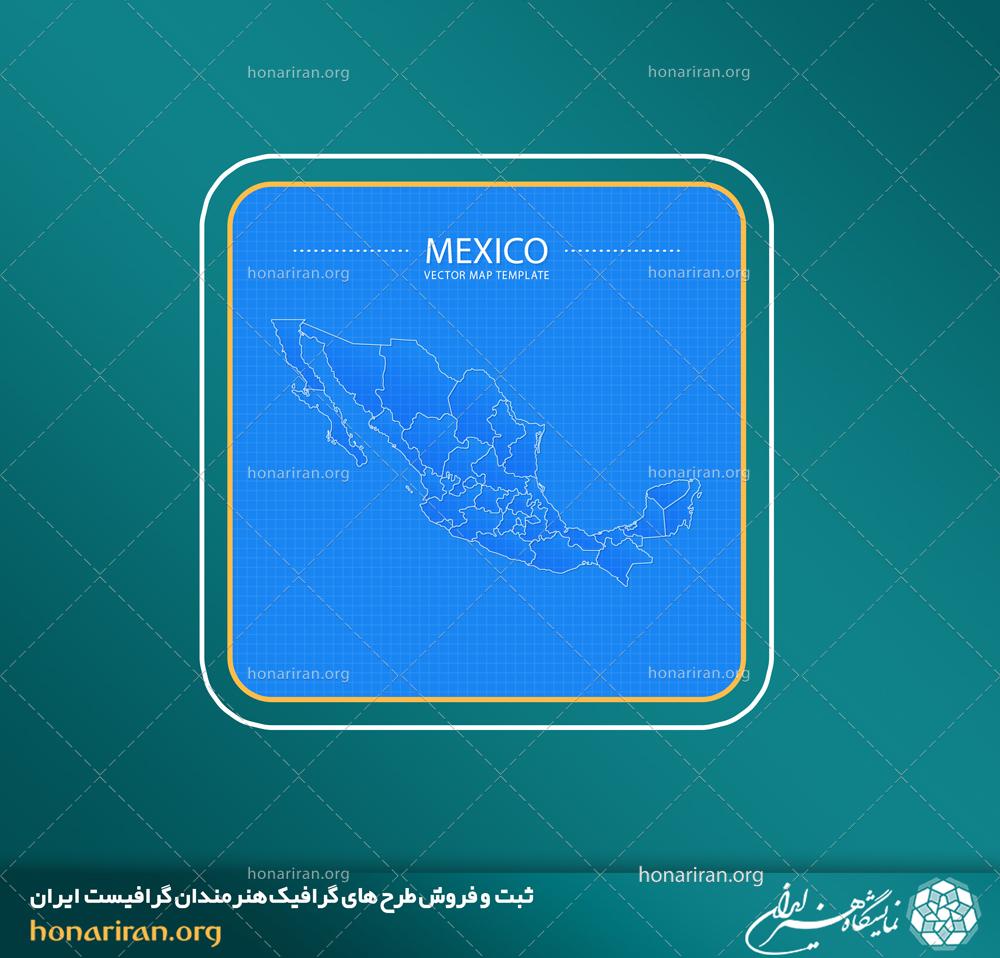 وکتور و فایل لایه باز  نقشه استانی کشور مکزیکو