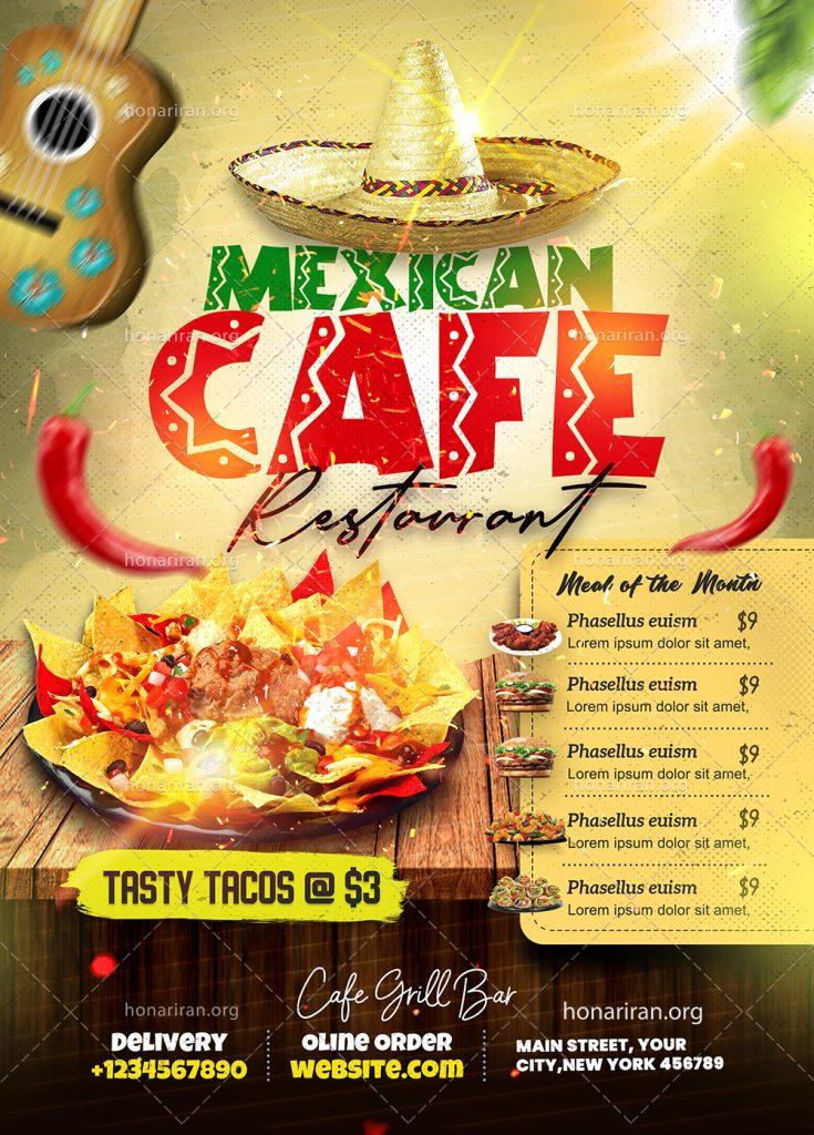 دانلود فایل لایه باز پوستر و تراکت فست فود و رستوران مکزیکی