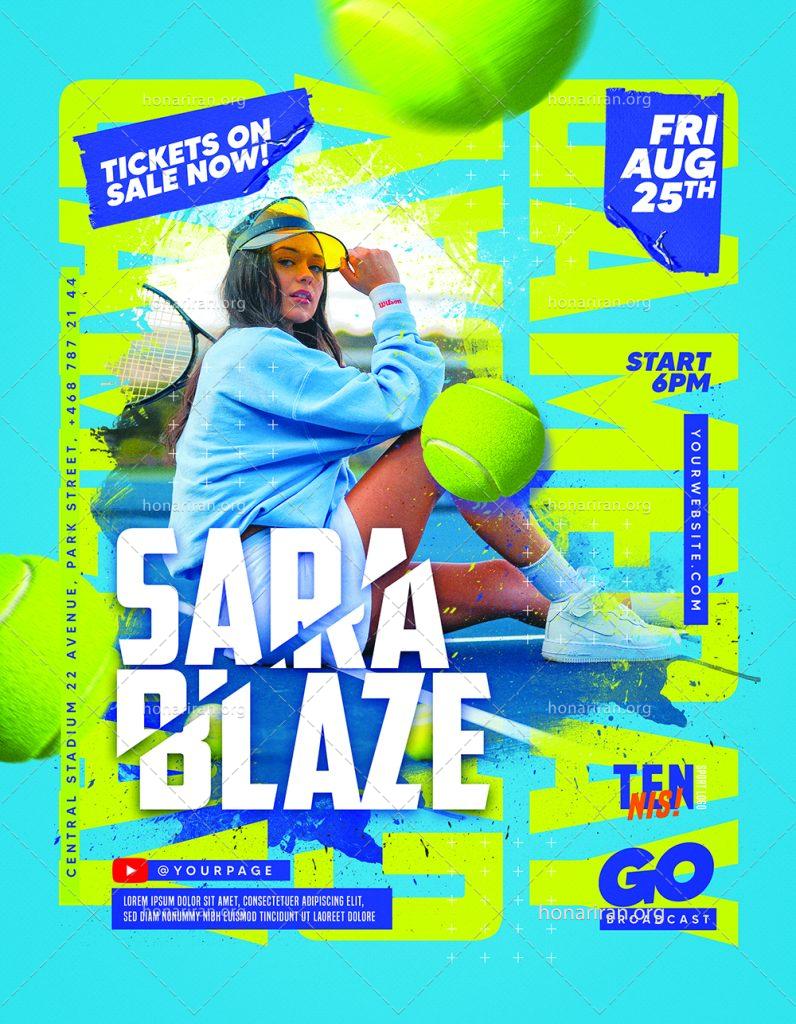 دانلود فایل لایه باز پوستر و تراکت ورزش تنیس
