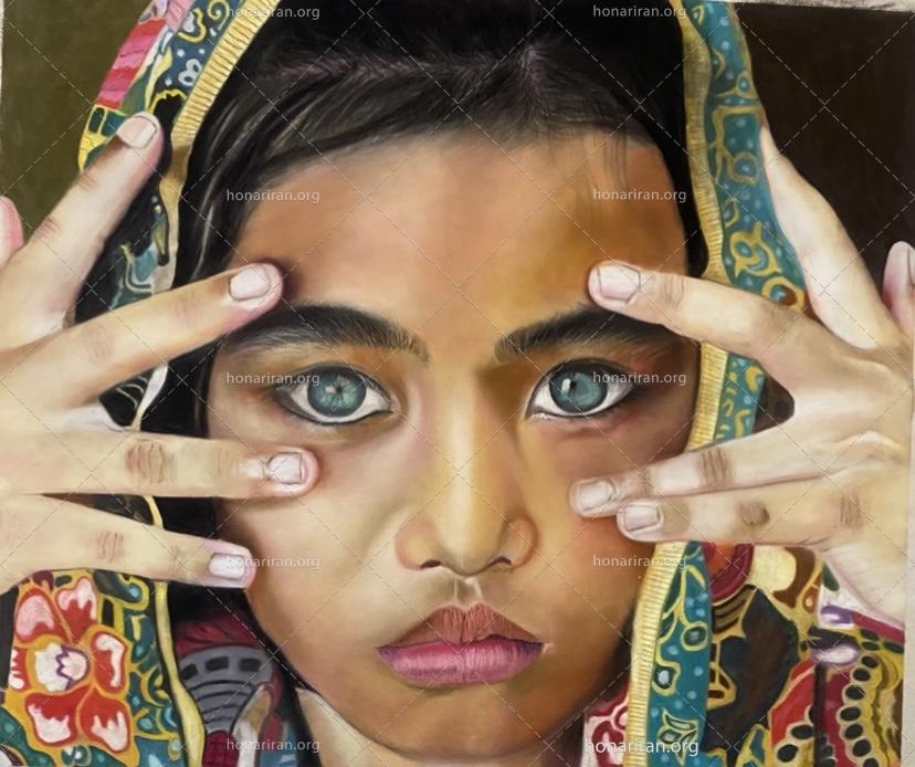 تابلو پاستل گچی و مدادی نگاه