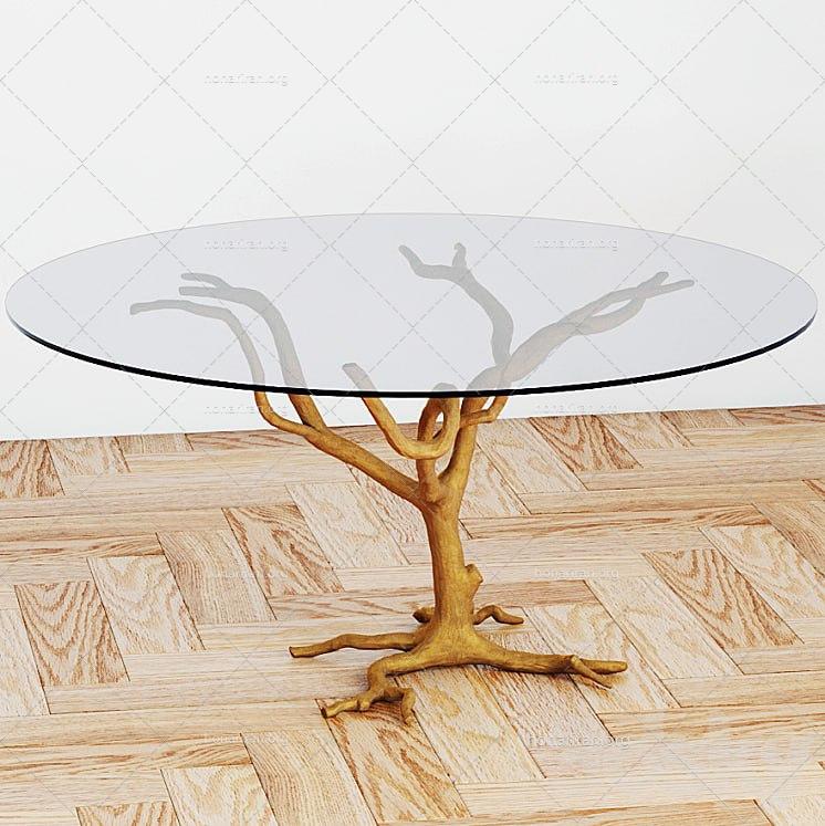 مدل سه بعدی میز با طرح پایه درخت