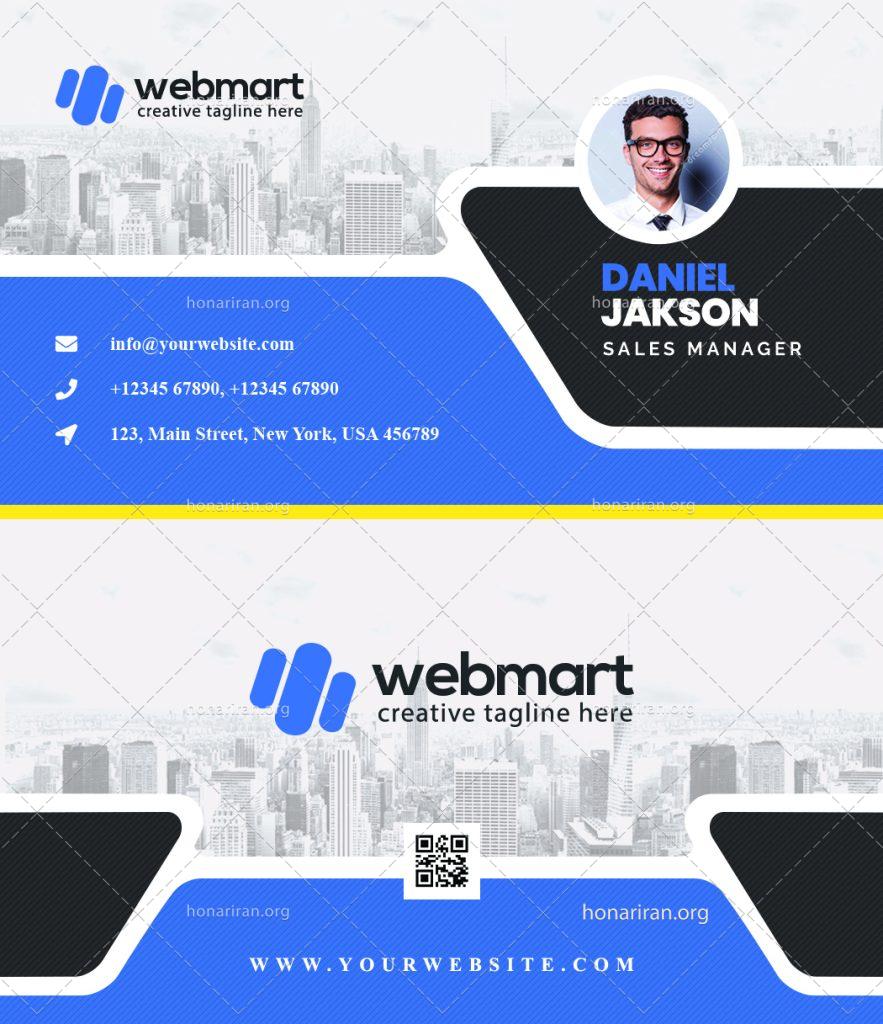 دانلود فایل لایه باز کارت ویزیت مشاور املاک یا بنگاه املاک با رنگ بندی سرمه ای و پس زمینه شهر