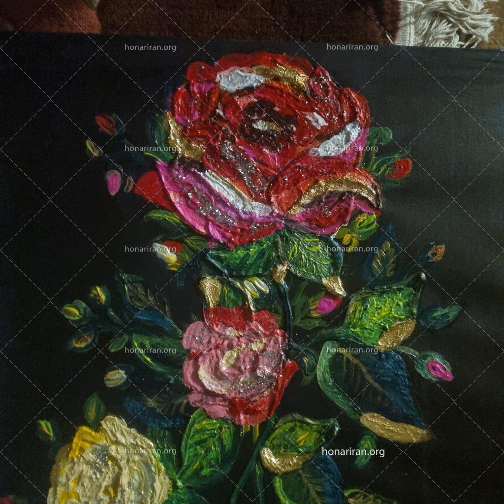 تابلو نقاشی گل رز  بدون قاب دکوراتیو
