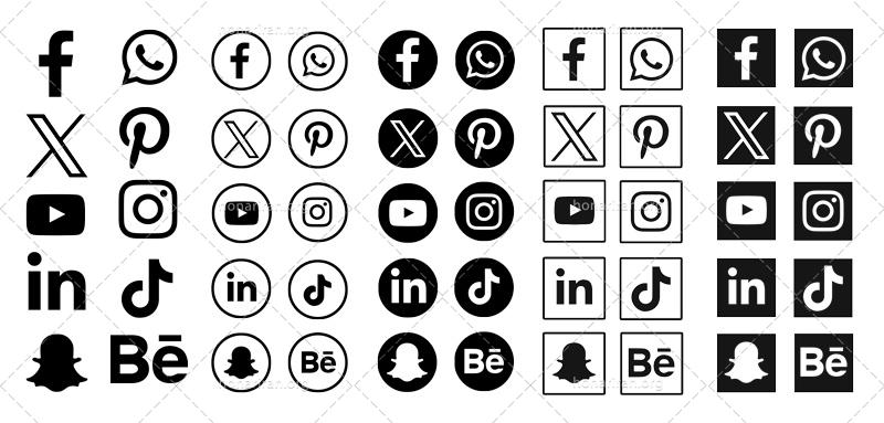 طرح آماده لایه باز لوگوهای شبکه های اجتماعی