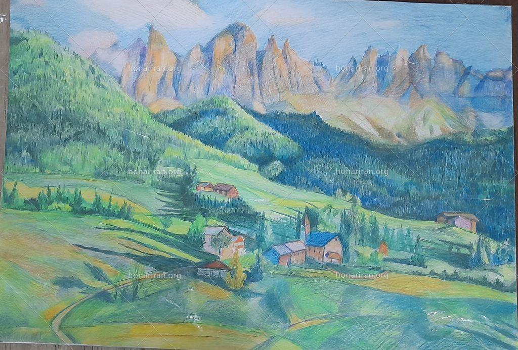 تابلو نقاشی دشت و کوهستان