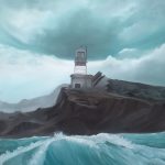 تابلو نقاشی رنگ روغن دریای طوفانی