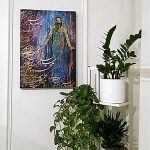 تابلو بوم نقاشیخط هنری مدرن ایرانی با شعر چنان در قید مهرت پای بندم از گالری چارگوش مدل 2210