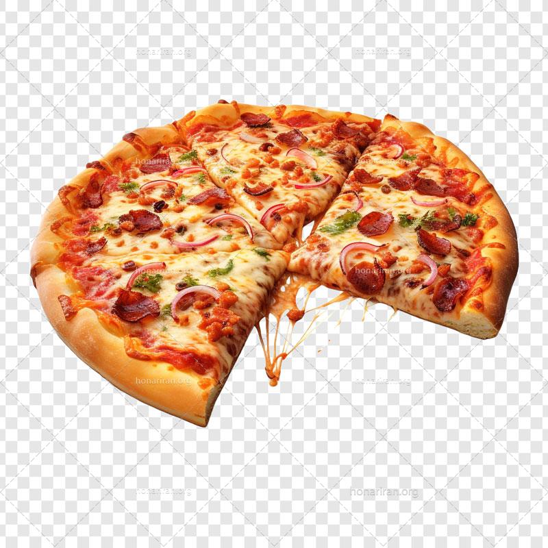 طرح آماده پیتزا اسلایس شده با بک گراند خالی