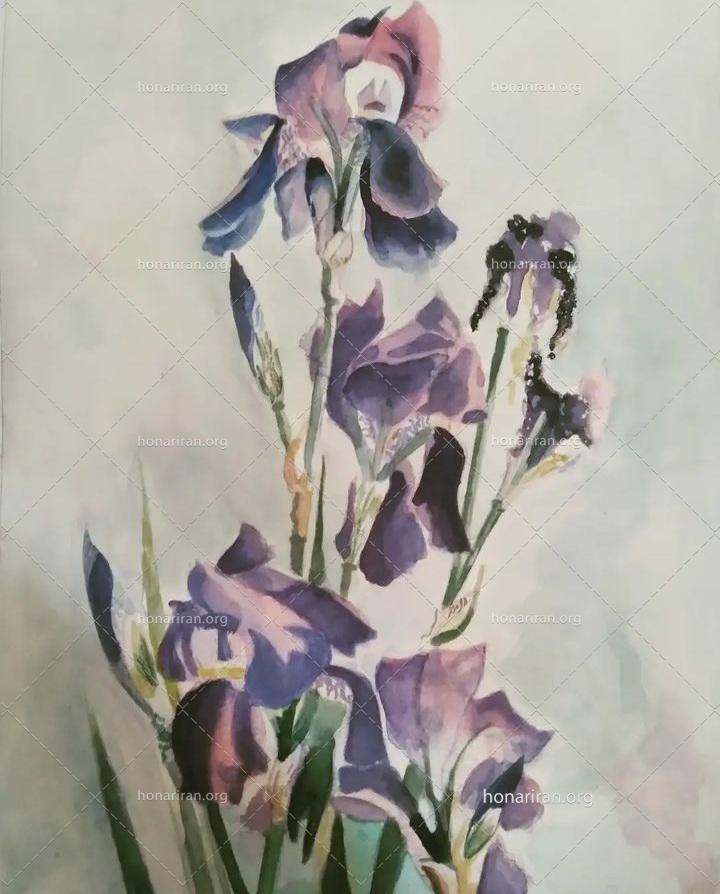 تابلو آبرنگ گل زنبق