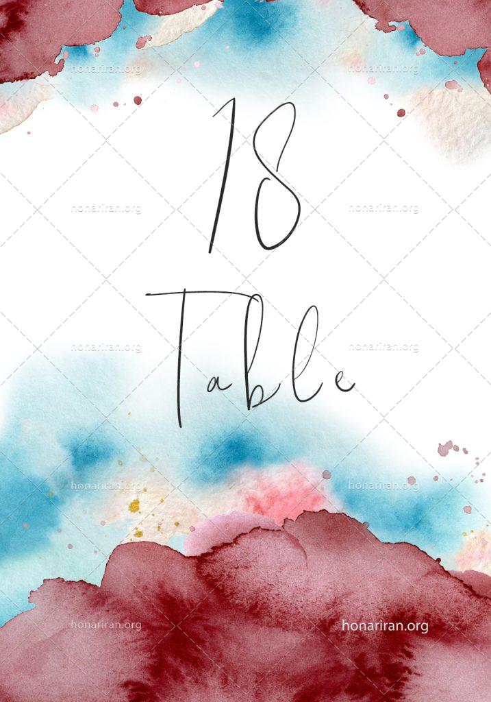 فایل لایه باز کارت شماره میز عروسی مدل سرخ و آبی + ست کامل