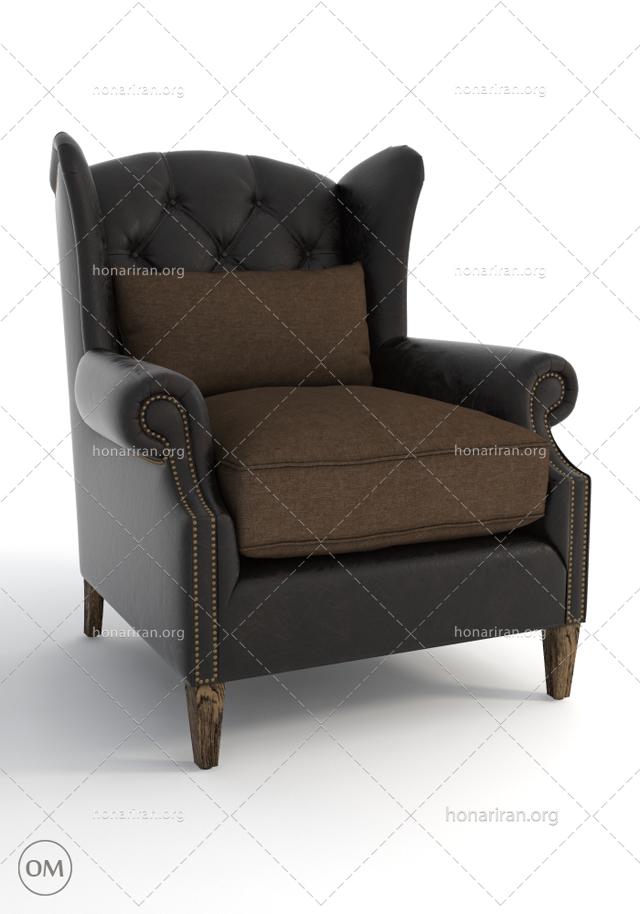 دانلود آبجکت صندلی راحتی کلاسیک دسته دار مدل 2