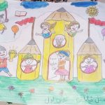 نقاشی با مداد رنگی مدرسه رویایی من