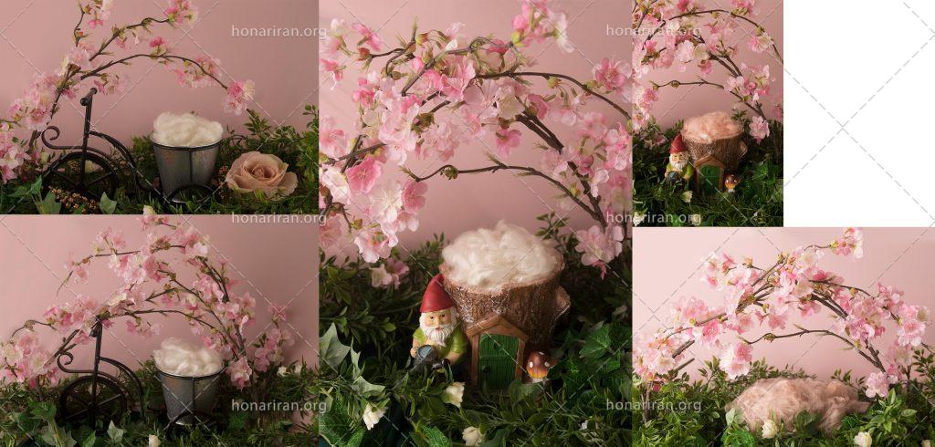 دانلود مجموعه بکگراند یا بک دراپ کیفیت بالا برای طراحی و مونتاژ عکس نوزاد و کودک طرح شکوفه های بهاری