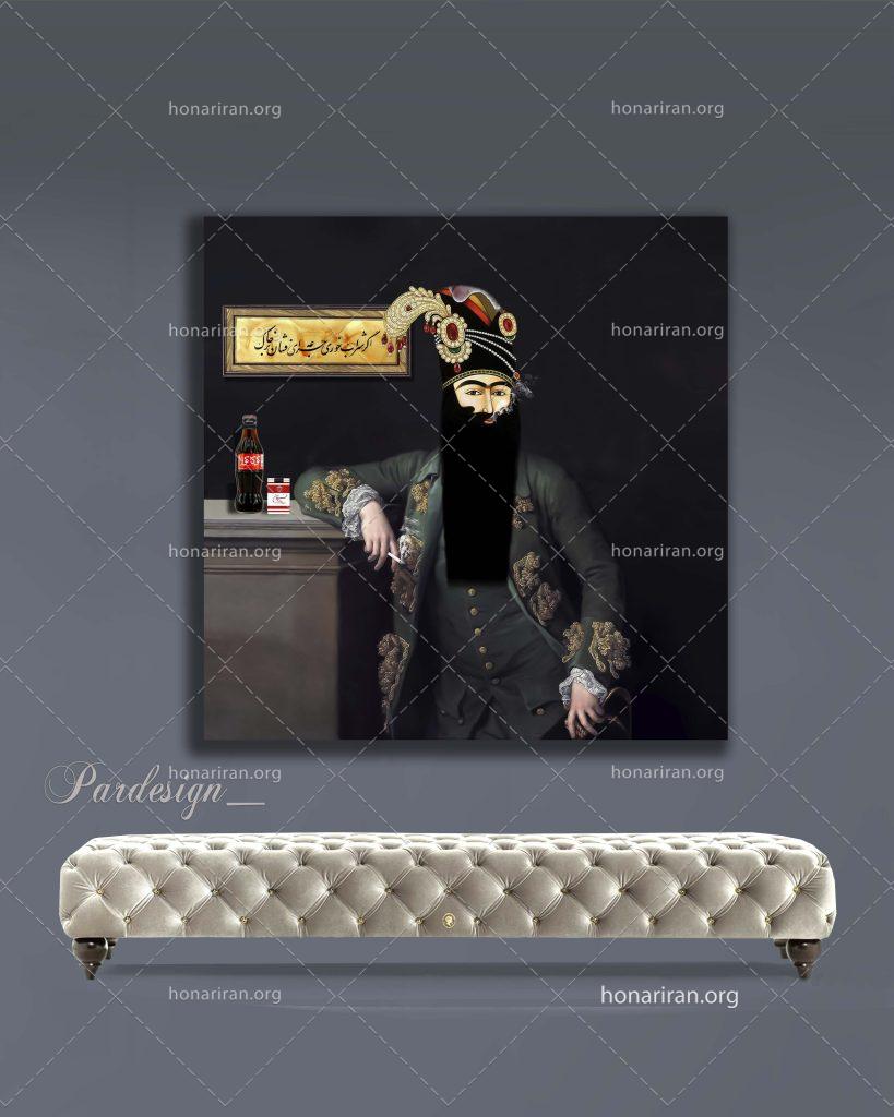 تابلو قاجار مدرن سایز 80 در 80 سانتی متر بوم پهن