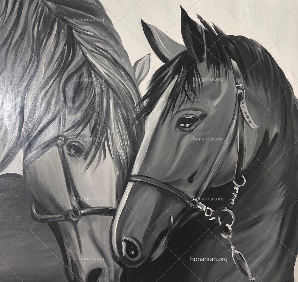 تابلو رنگ روغن اسب