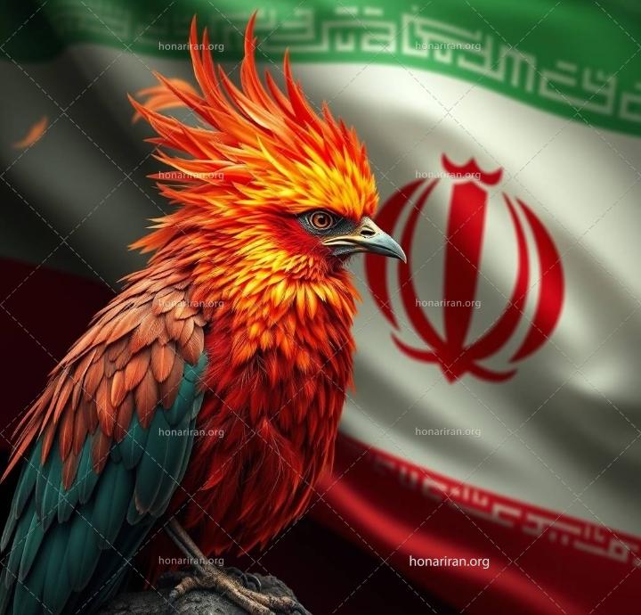 عکس  سیمرغ در کنار پرچم ایران