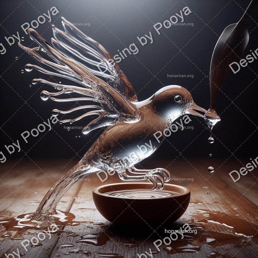 نقاشی دیجیتال پرنده آب
