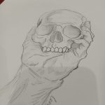 تابلو سیاه قلم جمجمه