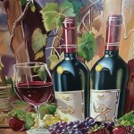تابلو رنگ و روغن جام و شراب