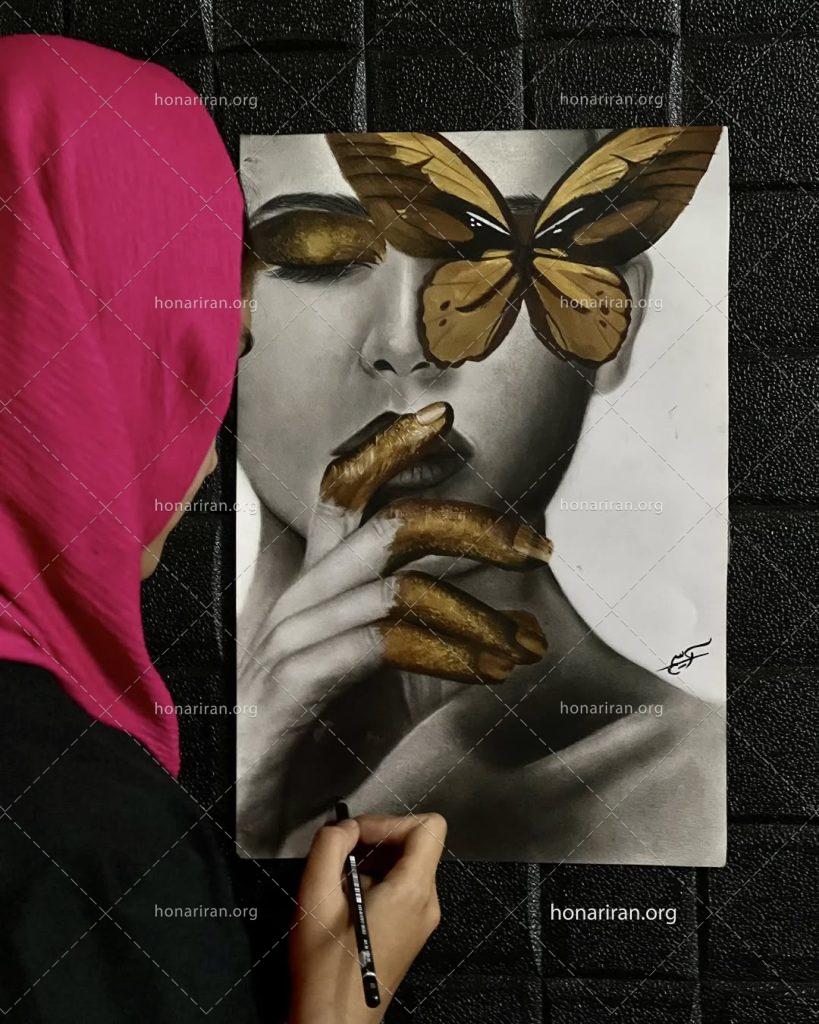 تابلو دختر پروانه ای