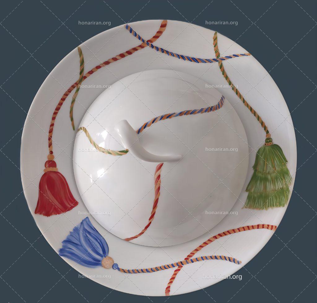 ظرف چینی درب دار نقاشی دست