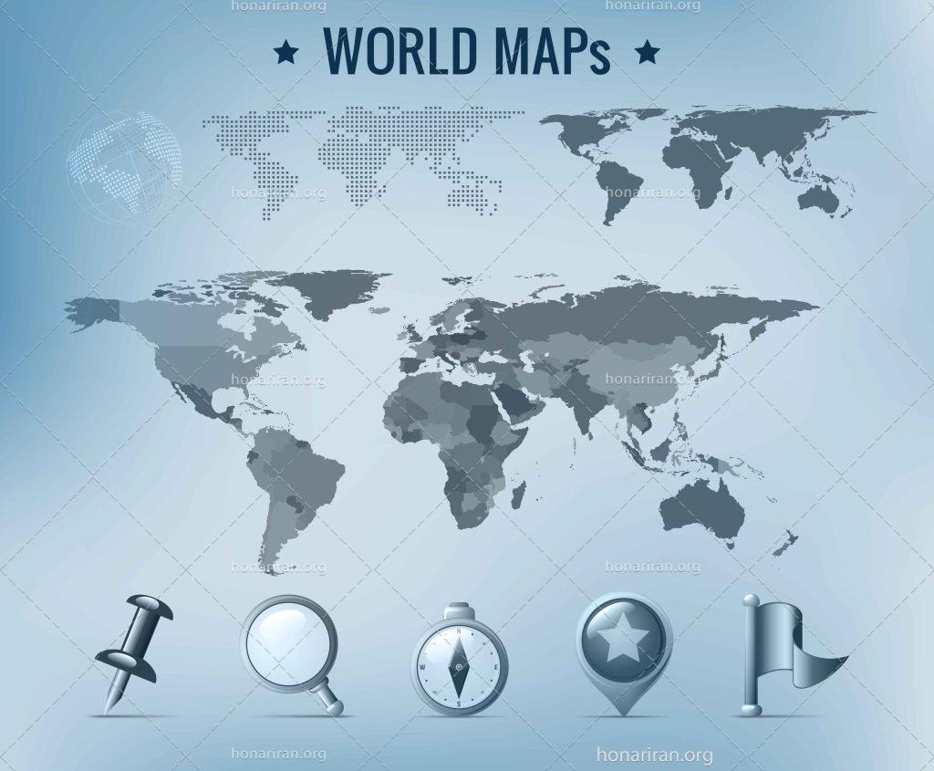 دانلود فایل JPG و EPS نقشه دنیا جهان تم آبی با کیفیت بالا