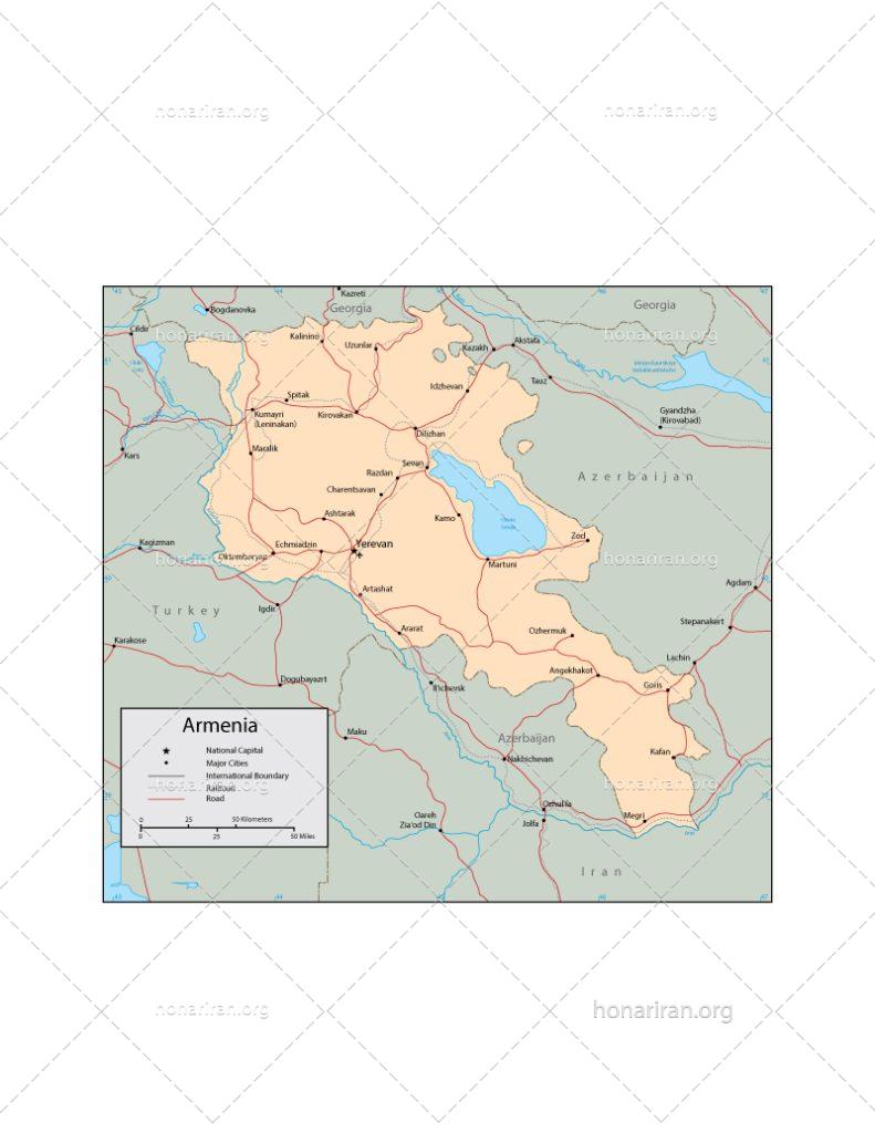 دانلود فایل JPG و EPS نقشه کشور ارمنستان با کیفیت بالا