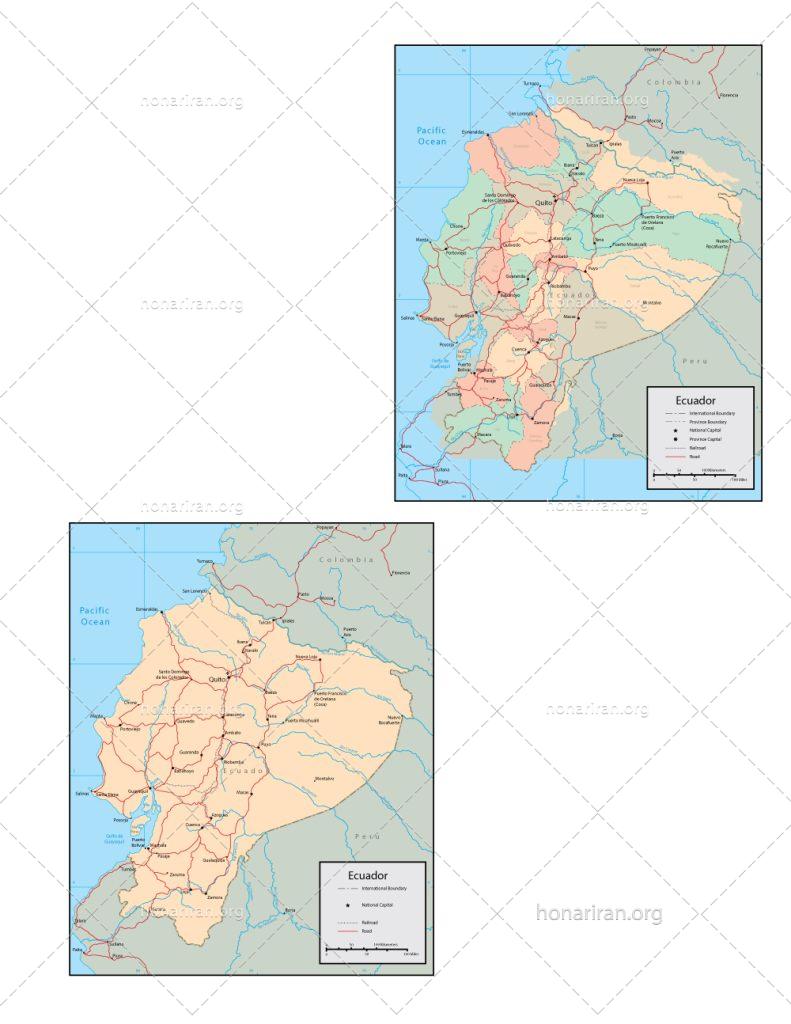 دانلود فایل JPG و EPS نقشه کشور اکوادور با کیفیت بالا