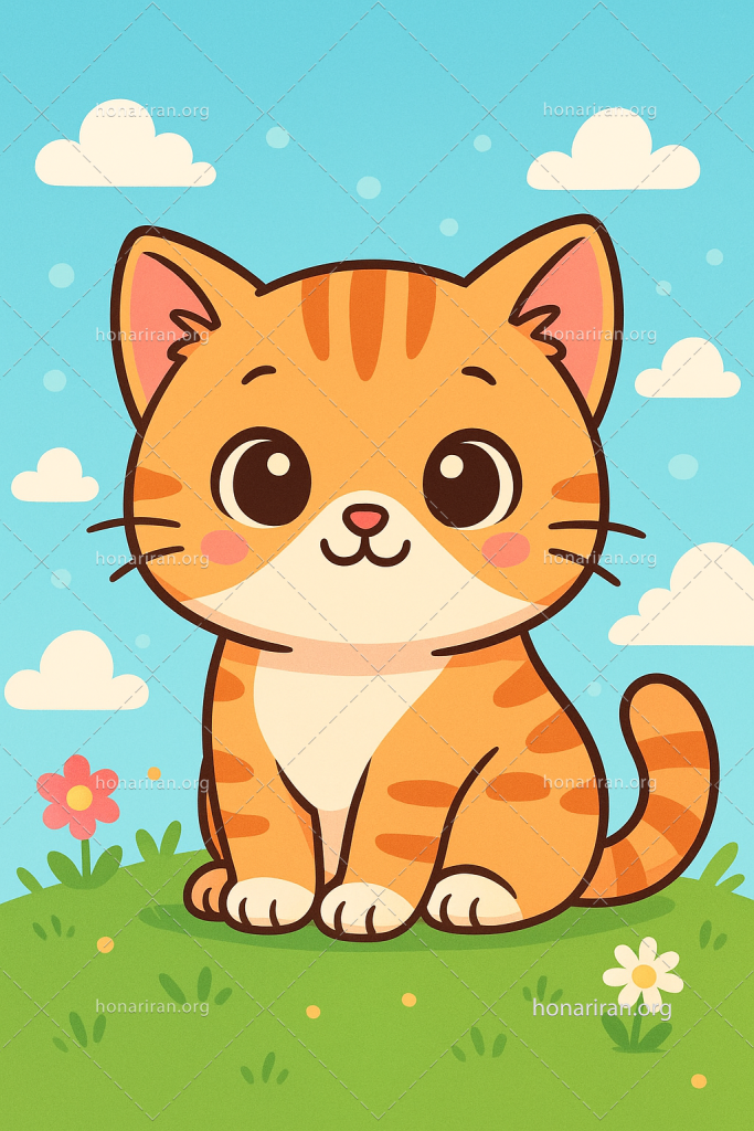 نقاشی دیجیتال گربه بامزه