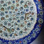 بشقاب میناکاری گل و مرغ برجسته