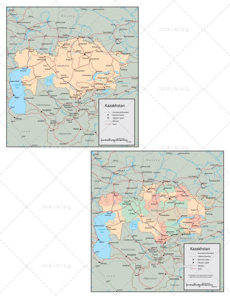 دانلود فایل JPG و EPS نقشه کشور قزاقستان با کیفیت بالا