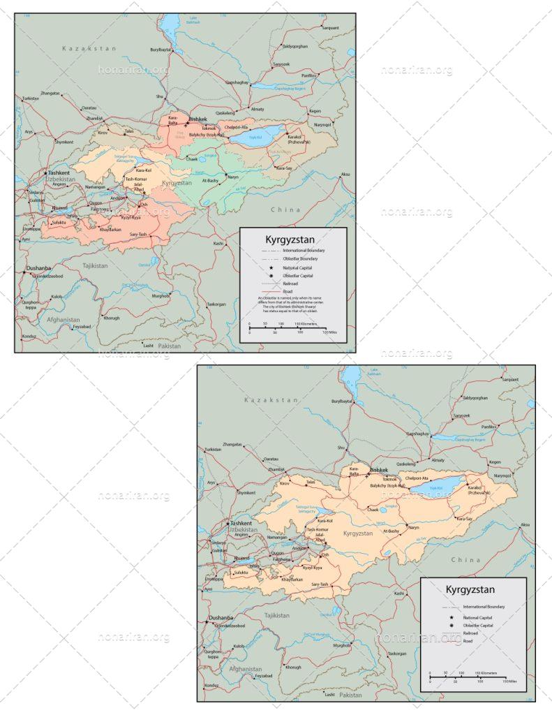 دانلود فایل JPG و EPS نقشه کشور قرقیزستان با کیفیت بالا