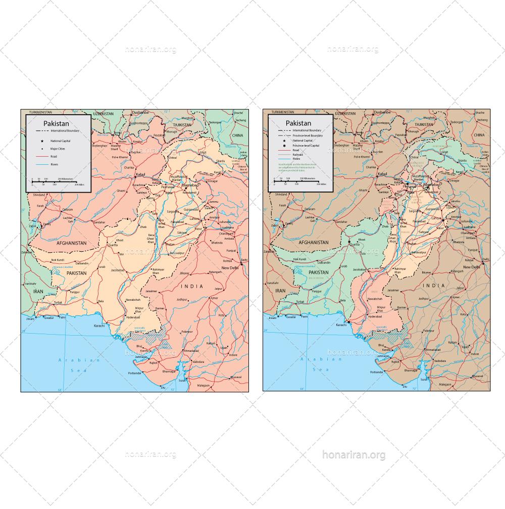 دانلود فایل JPG و EPS نقشه کشور پاکستان با کیفیت بالا