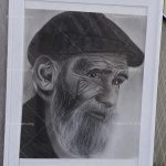 نقاشی سیاه قلم پیرمرد