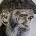 نقاشی سیاه قلم پیرمرد